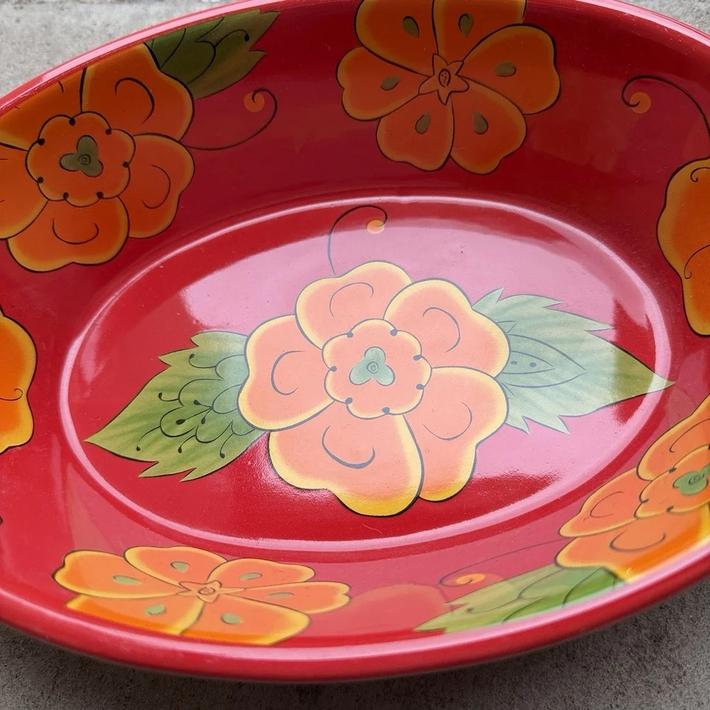 Temptations Oval Baking Dish Poppy Passion 1.5 Qt Ovenware Red‎